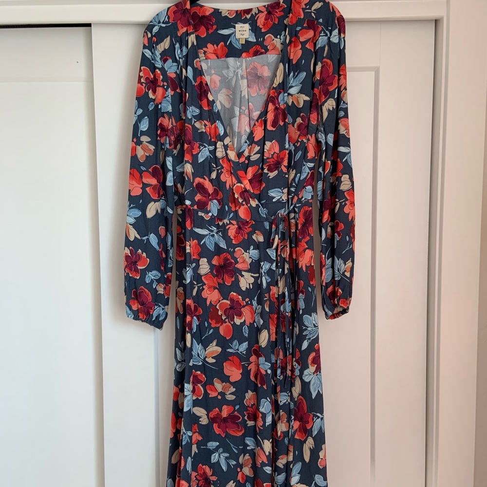 Anthropologie midi floral wrap dress